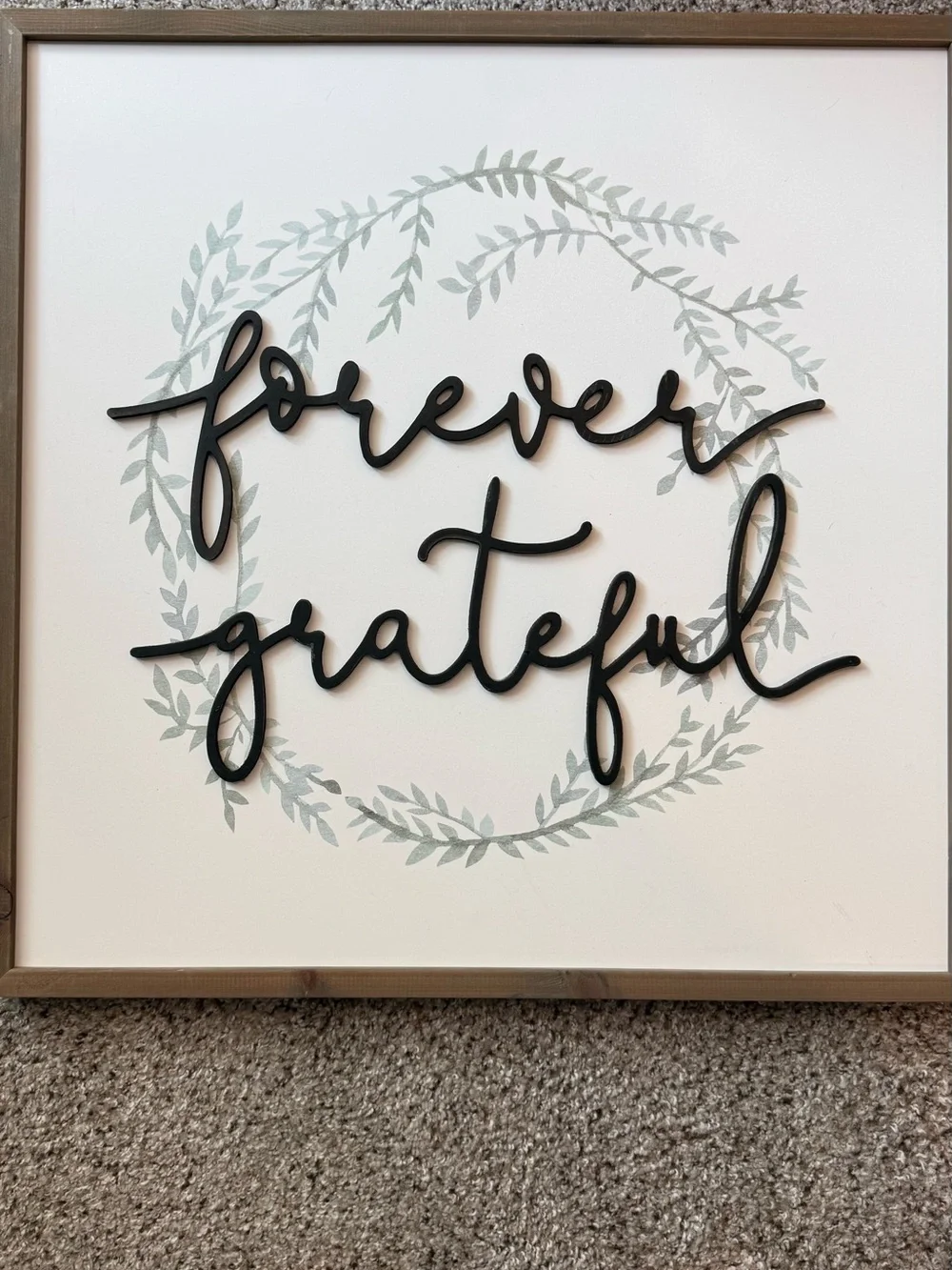 Hobby Lobby 'Forever Grateful' Black Script Wall Art with Sage Wreath